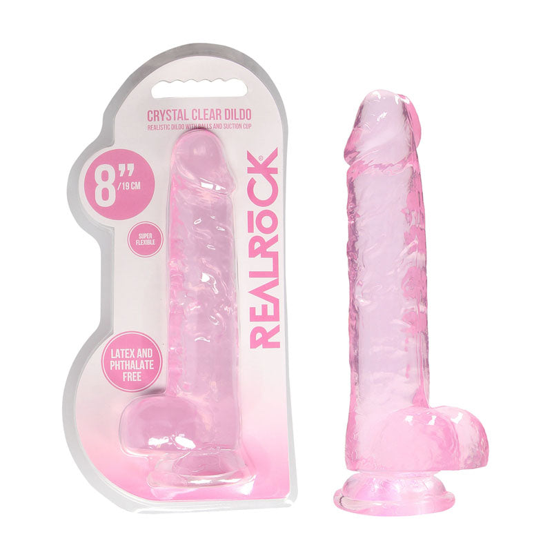 REALROCK 8'' Realistic Dildo With Balls - Pink 20.3 cm Dong Shots Toys